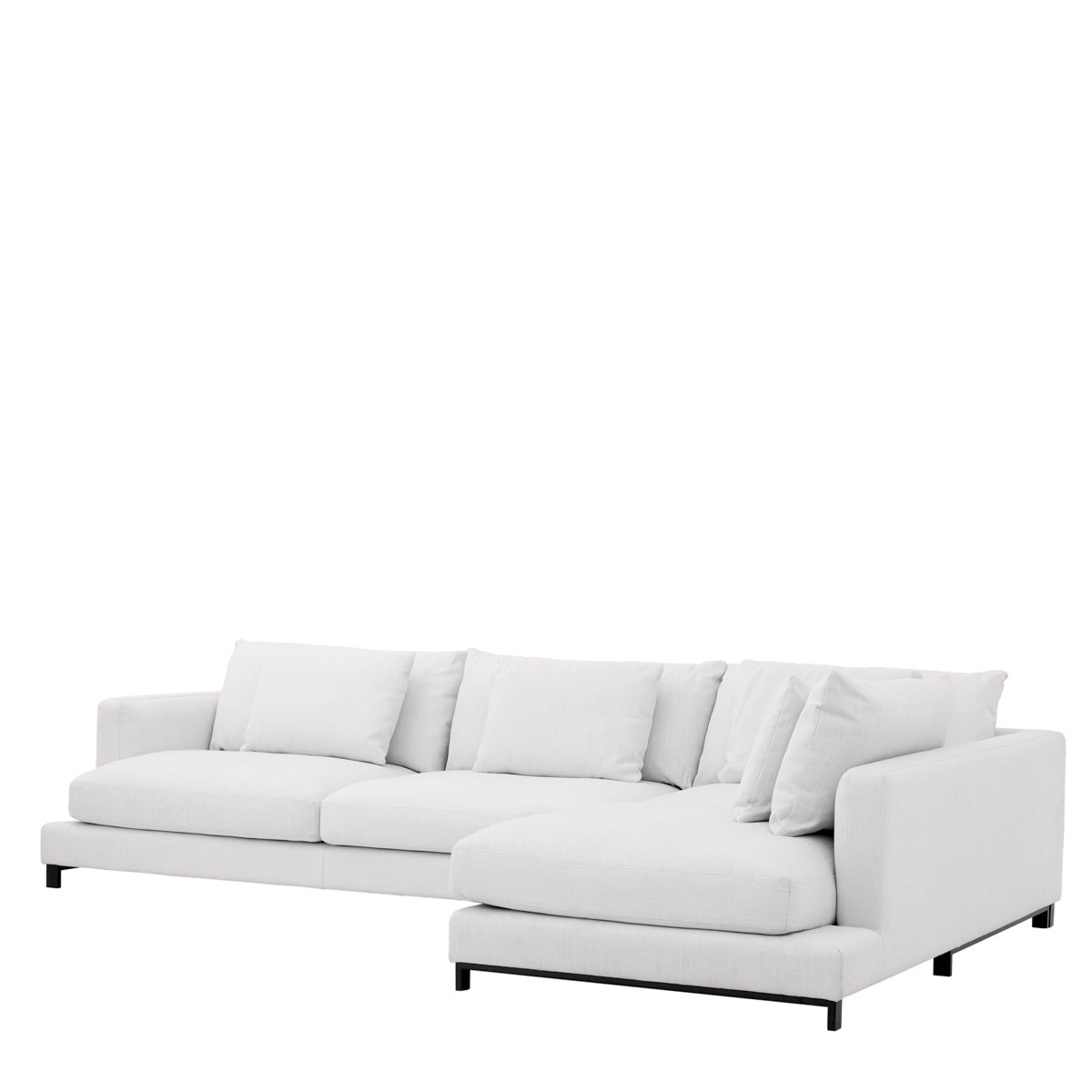 Burbury Siyah Metal Ayaklı Beyaz Keten Kumaşlı Rahat Oturumlu L Koltuk Kanepe Sofa