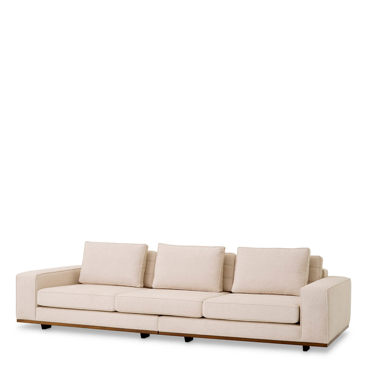 Aurora Model Krem Rengi Keten Kumaşlı Ahşap Ayaklı Kanepe Sofa