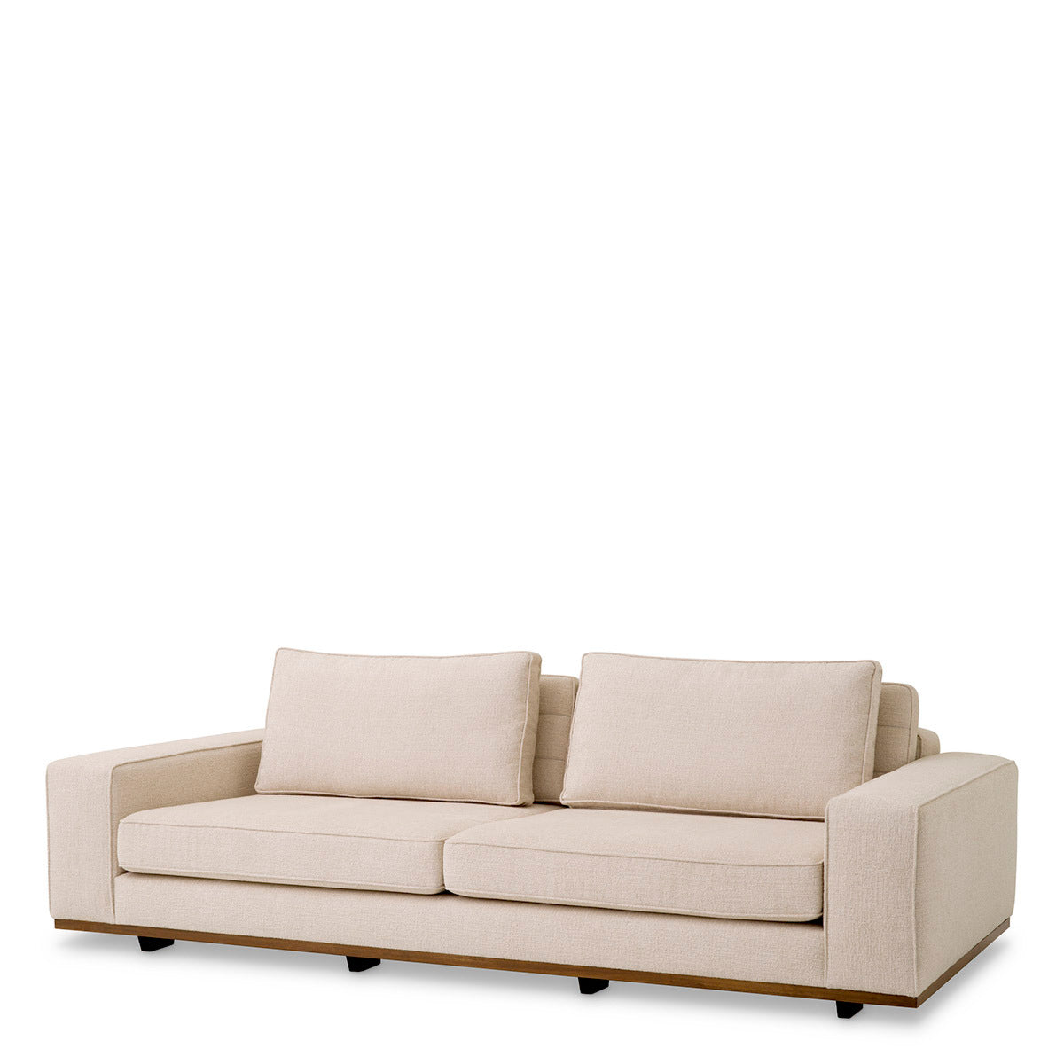 Aurora Krem Rengi Keten Kumaşlı Ahşap Ayaklı Kanepe Sofa
