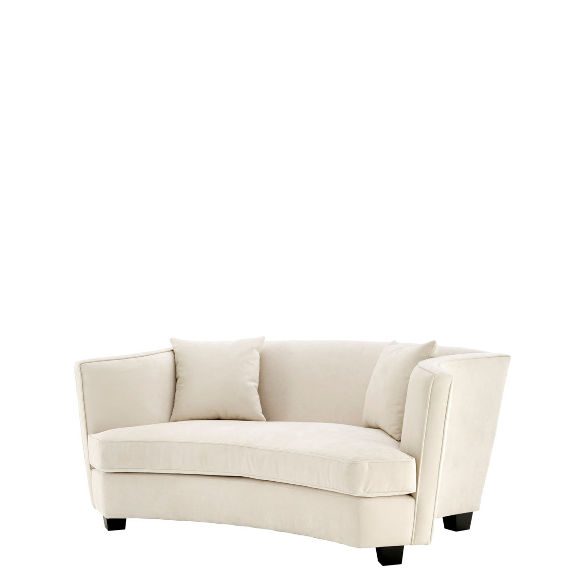 Giulietta Grej Rengi Babyface Kadife Kumaşlı Modern Formlu Siyah Ahşap Ayaklı Loveseat Koltuk