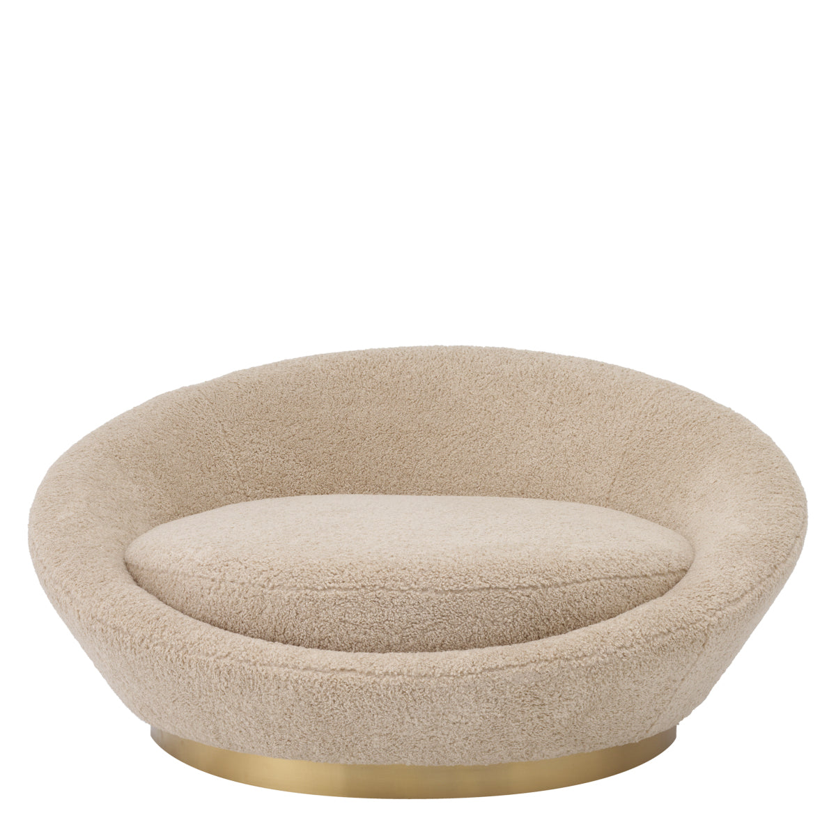 Duardo Karamel Rengi Teddy Kumaşlı Yuvarlak Formlu Metal Ayaklı Loveseat Rahat Koltuk