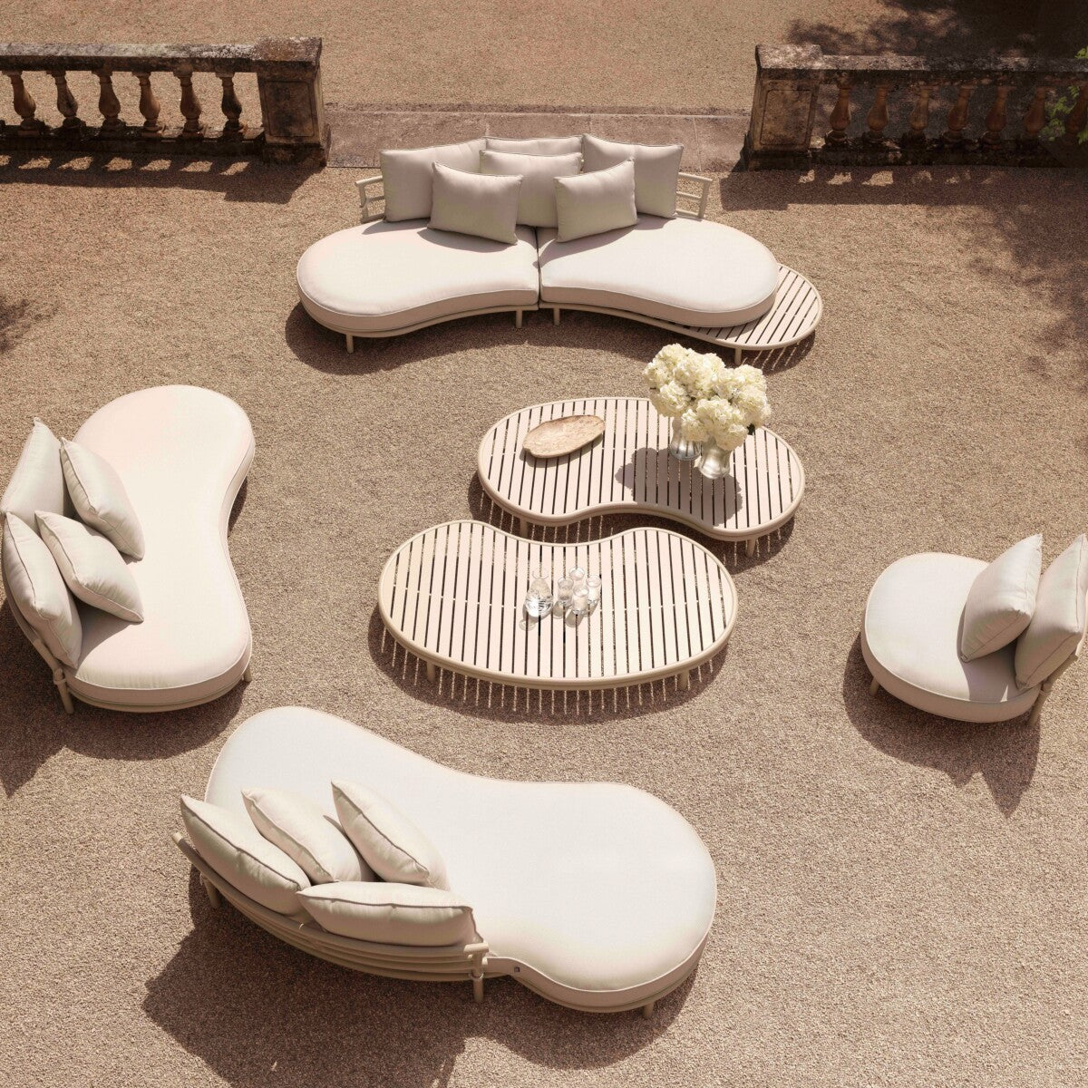 Laguno Sol Oval Formlu Dış Mekan Outdoor Vizon Rengi Bahçe Koltuk Kanepe