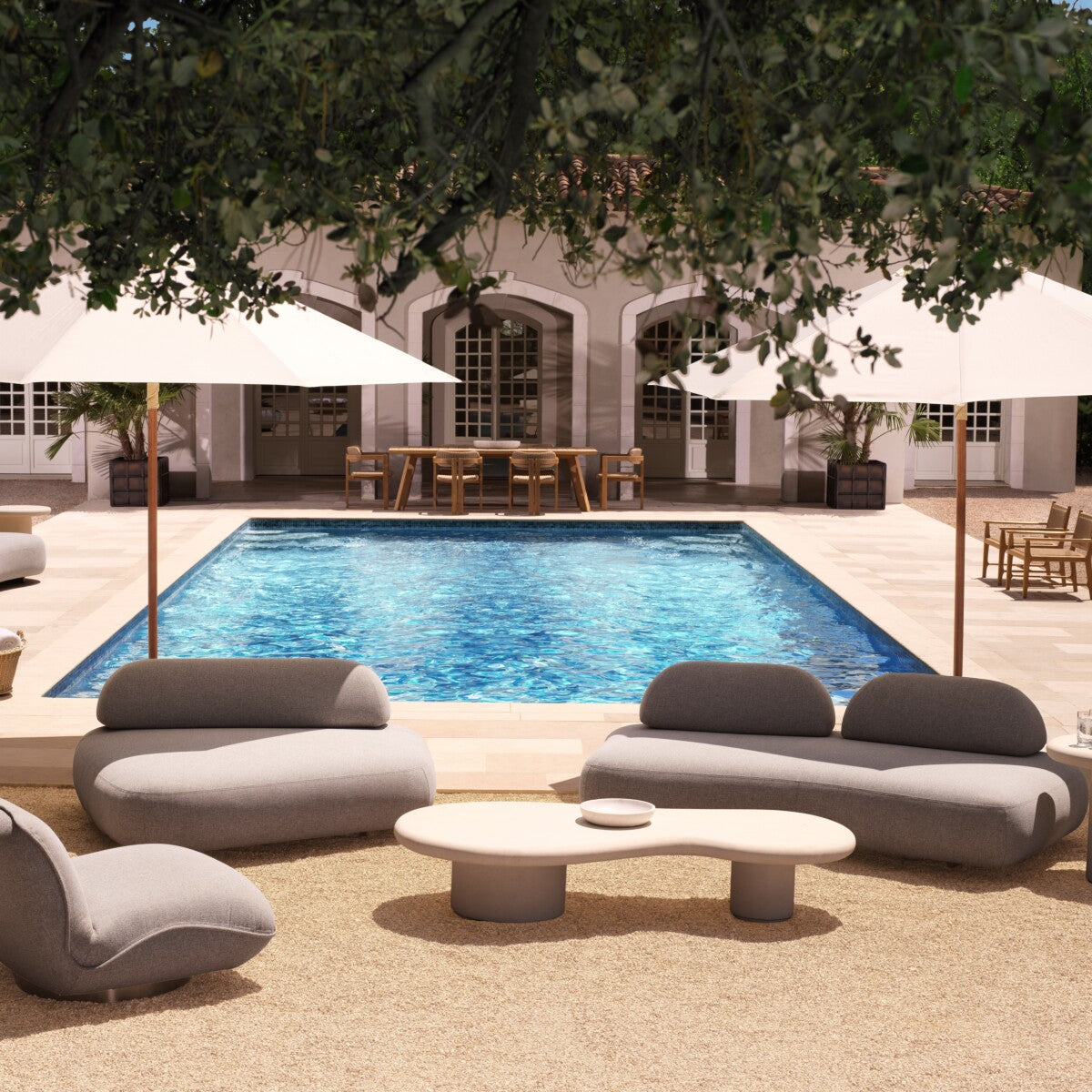 Residenza Outdoor Kumaşlı Dış Mekan Oval Formlu Bahçe Koltuk Kanepe