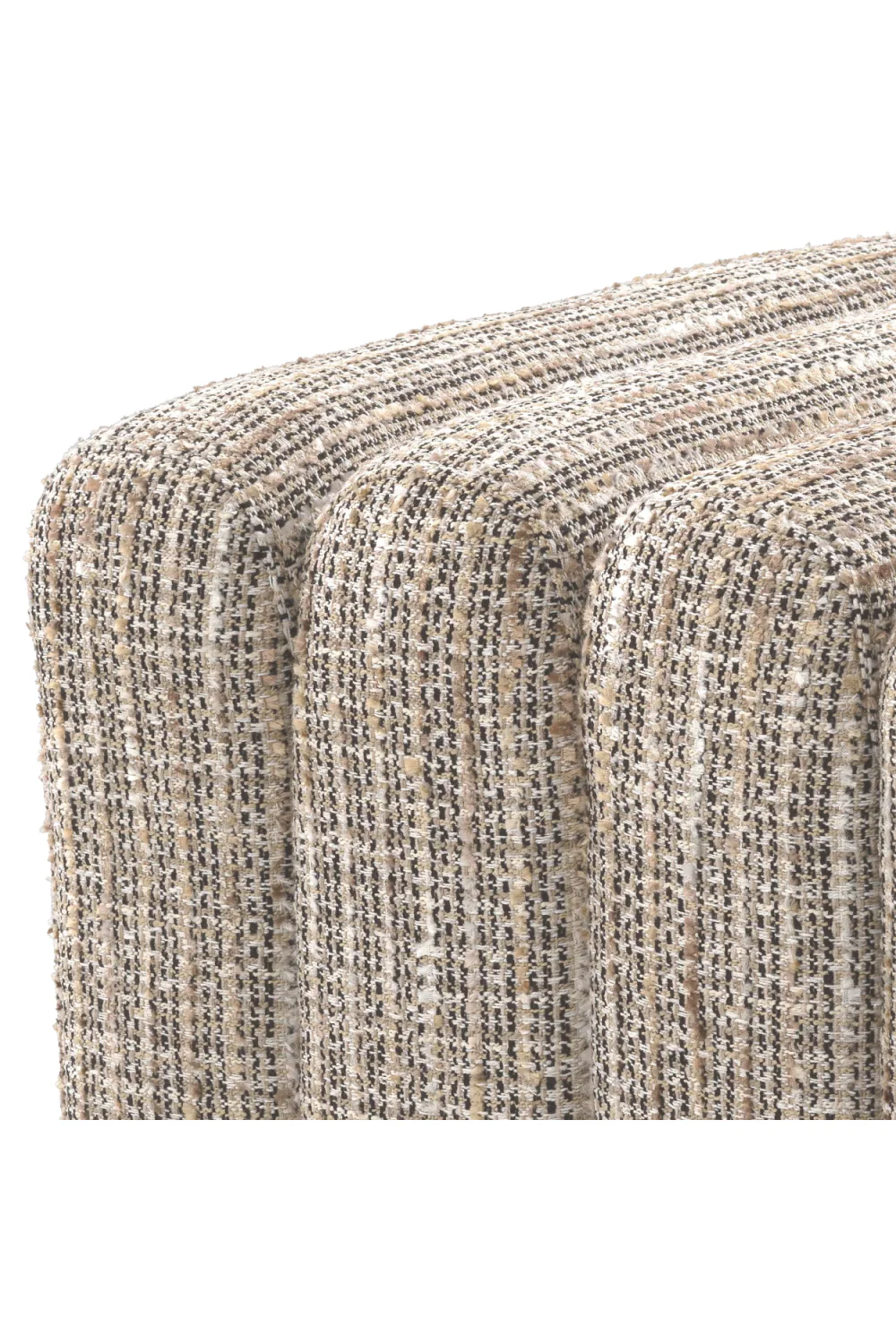 Bente dilimli kahverengi keten kumaşlı kare puf