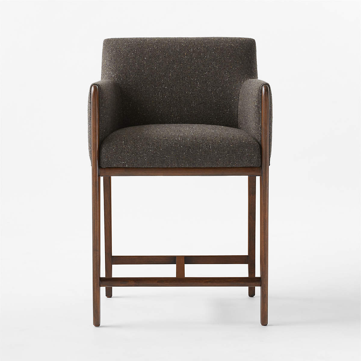 Casa Kahverengi Keten Kumaşlı Ahşap Ceviz Rengi Bar Sandalyesi