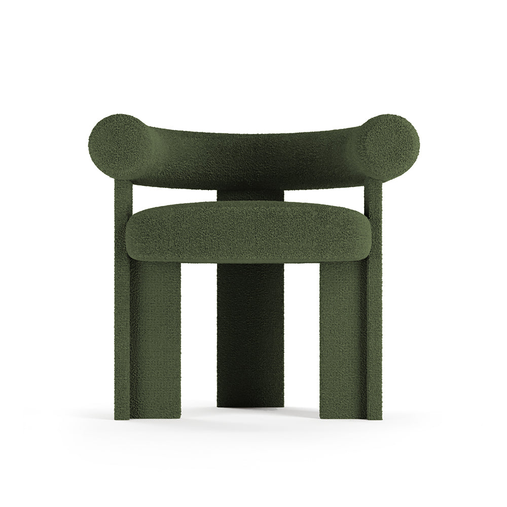 Cassette Haki Yeşili Teddy Bukle Full Kumaşlı Sırtı Balinli Kollu Sandalye