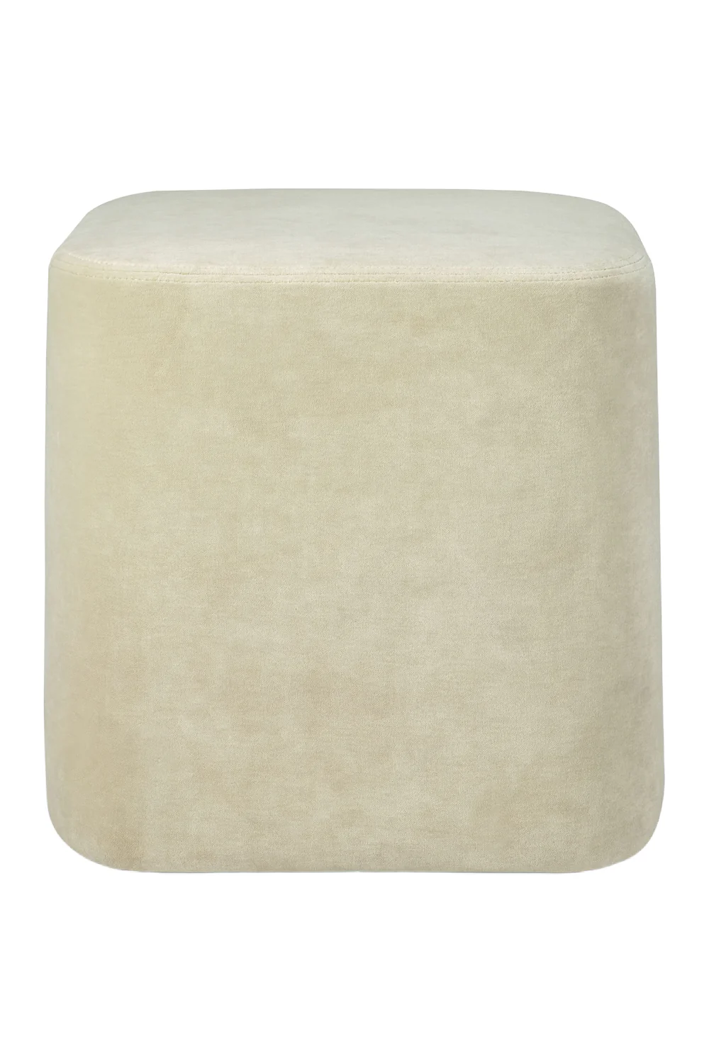 Ethnicraft krem rengi süet kumaşlı radyüslü kare puf