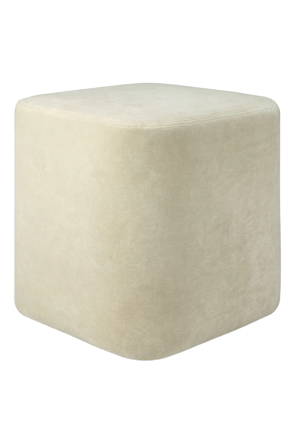 Ethnicraft krem rengi süet kumaşlı radyüslü kare puf