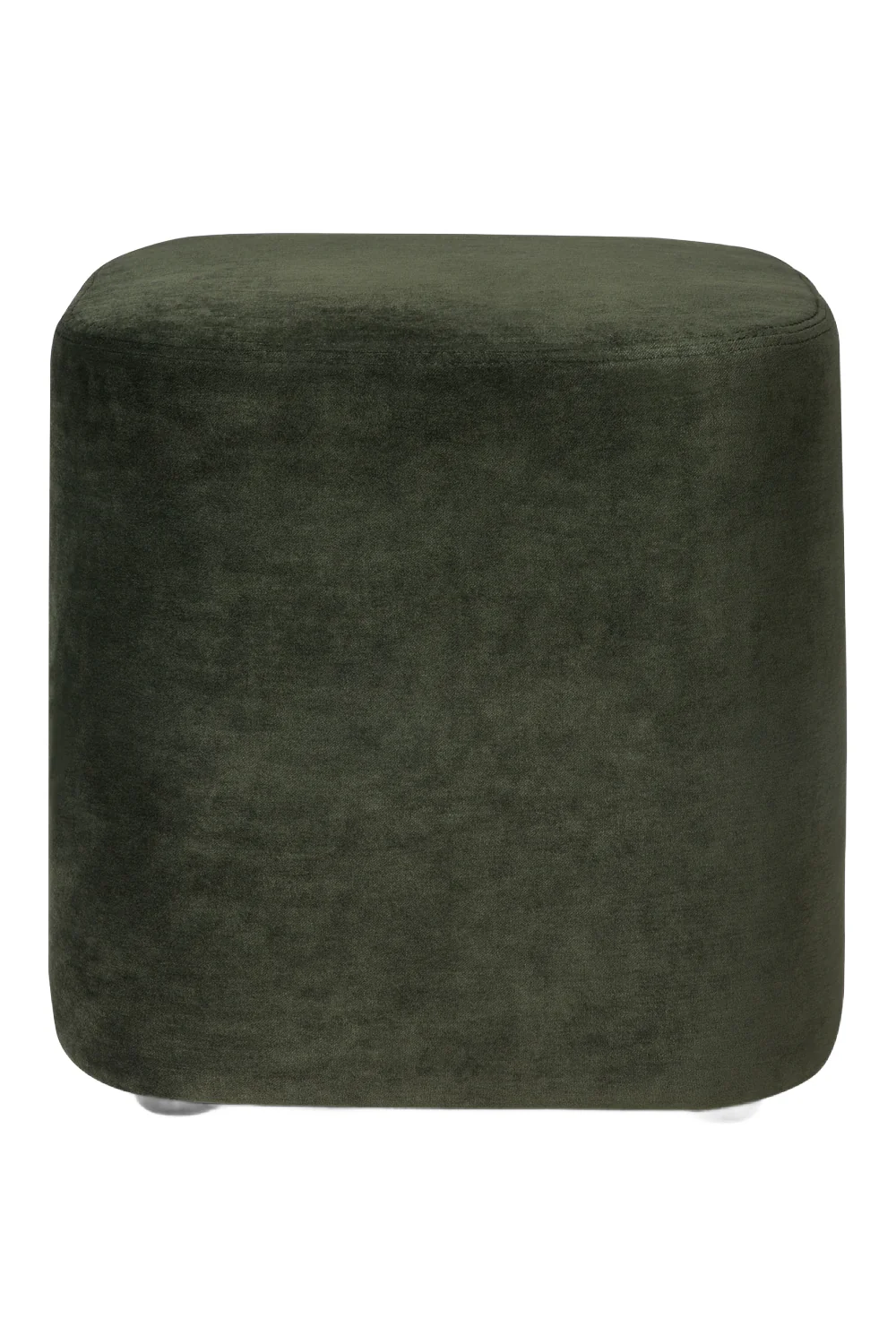 Ethnicraft koyu yeşil süet kumaşlı radyüslü kare puf