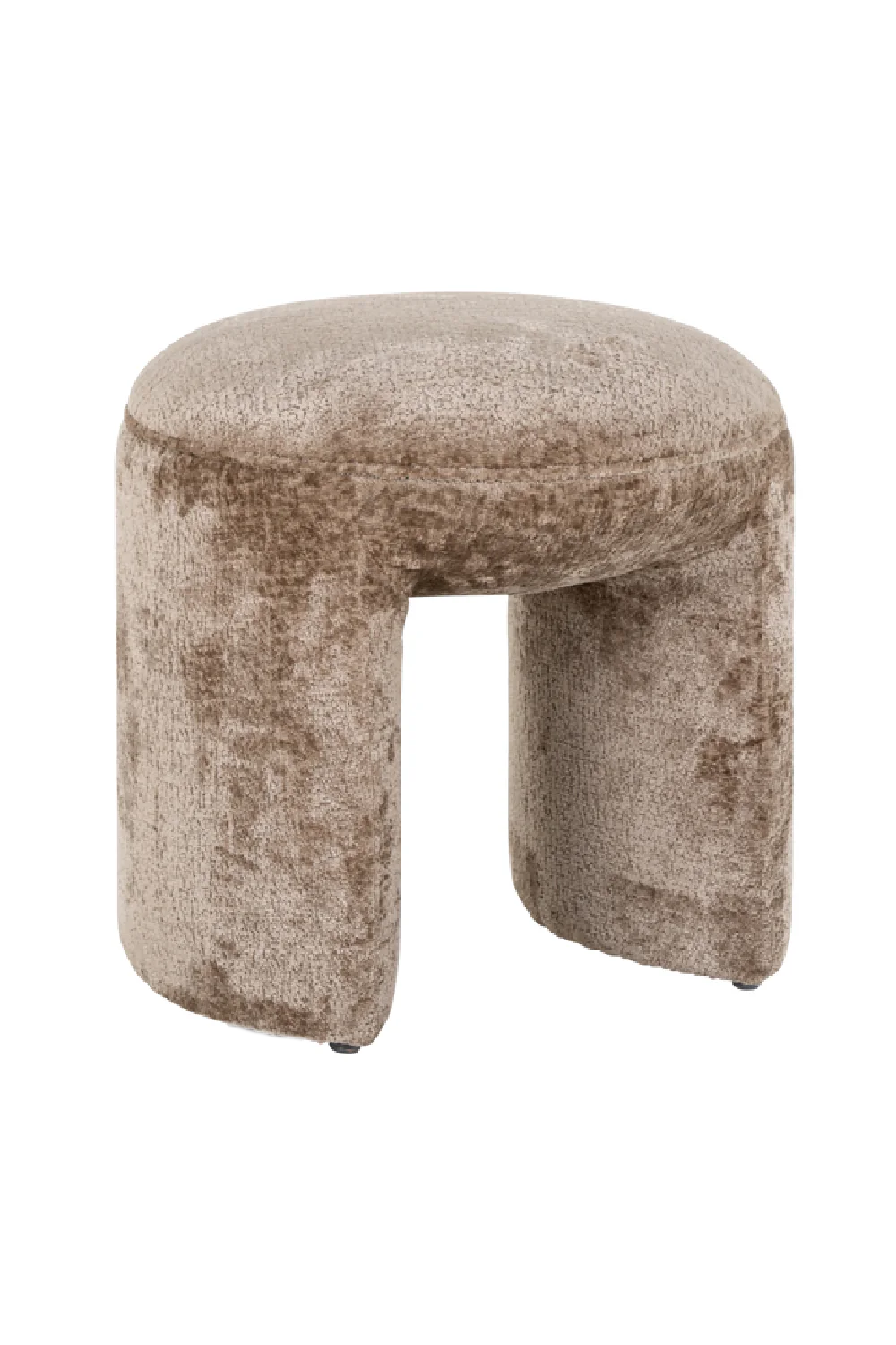 Fargo kahverengi şönil kumaşlı yuvarlak puf