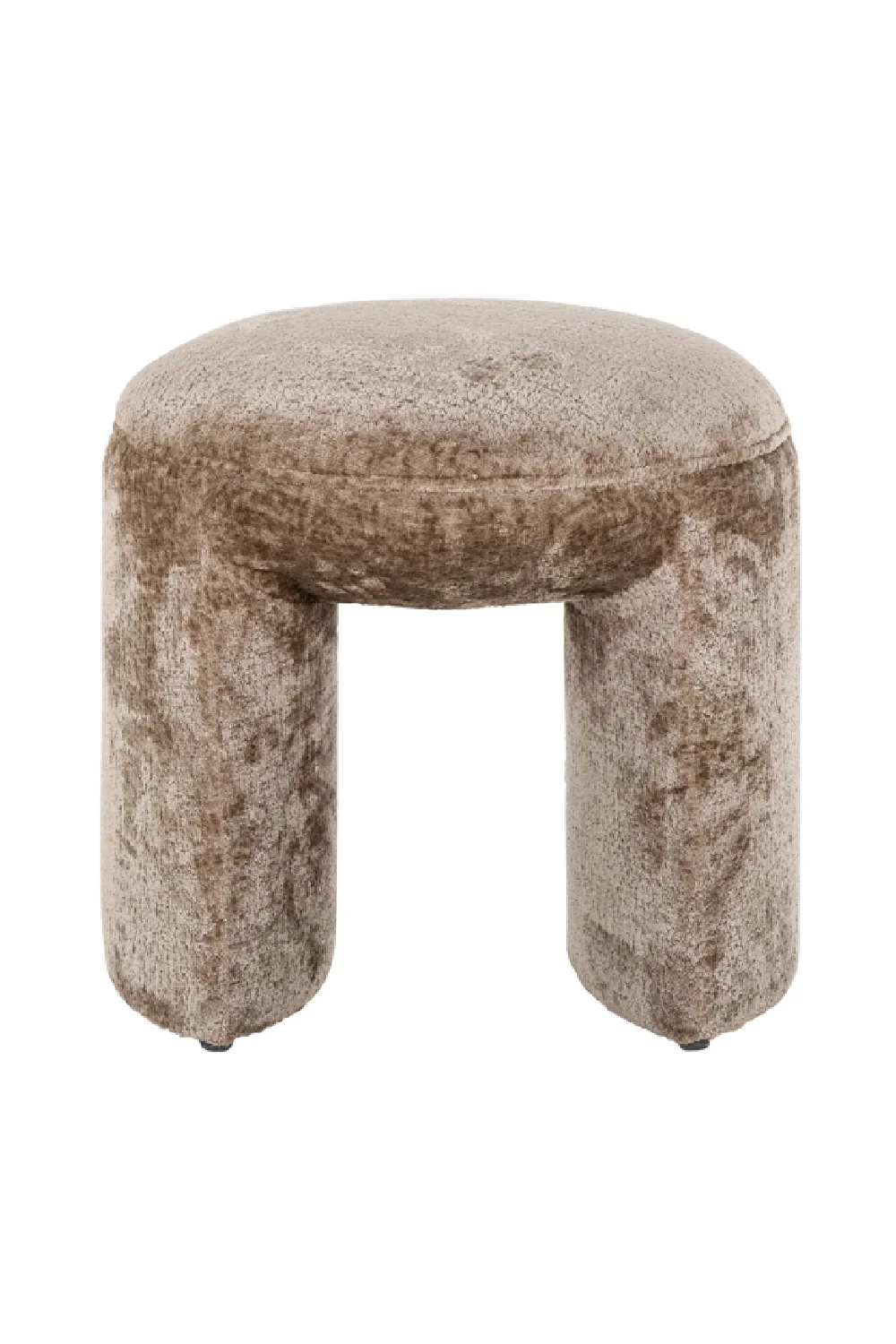 Fargo kahverengi şönil kumaşlı yuvarlak puf