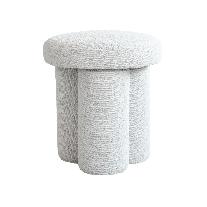 Foot beyaz teddy bukle kumaşlı mantar figürlü yuvarlak puf