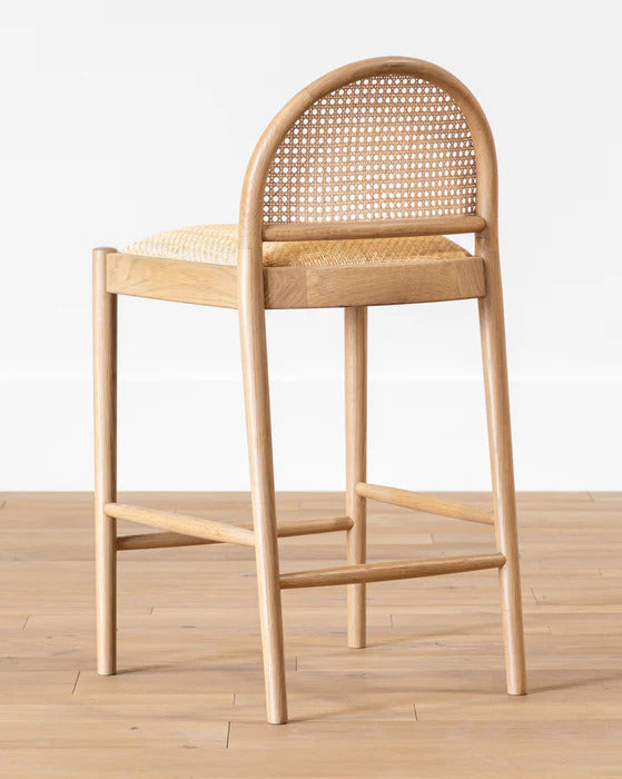 Hadden Hazeranlı Hasır Oturumlu  Natural Bar Sandalyesi