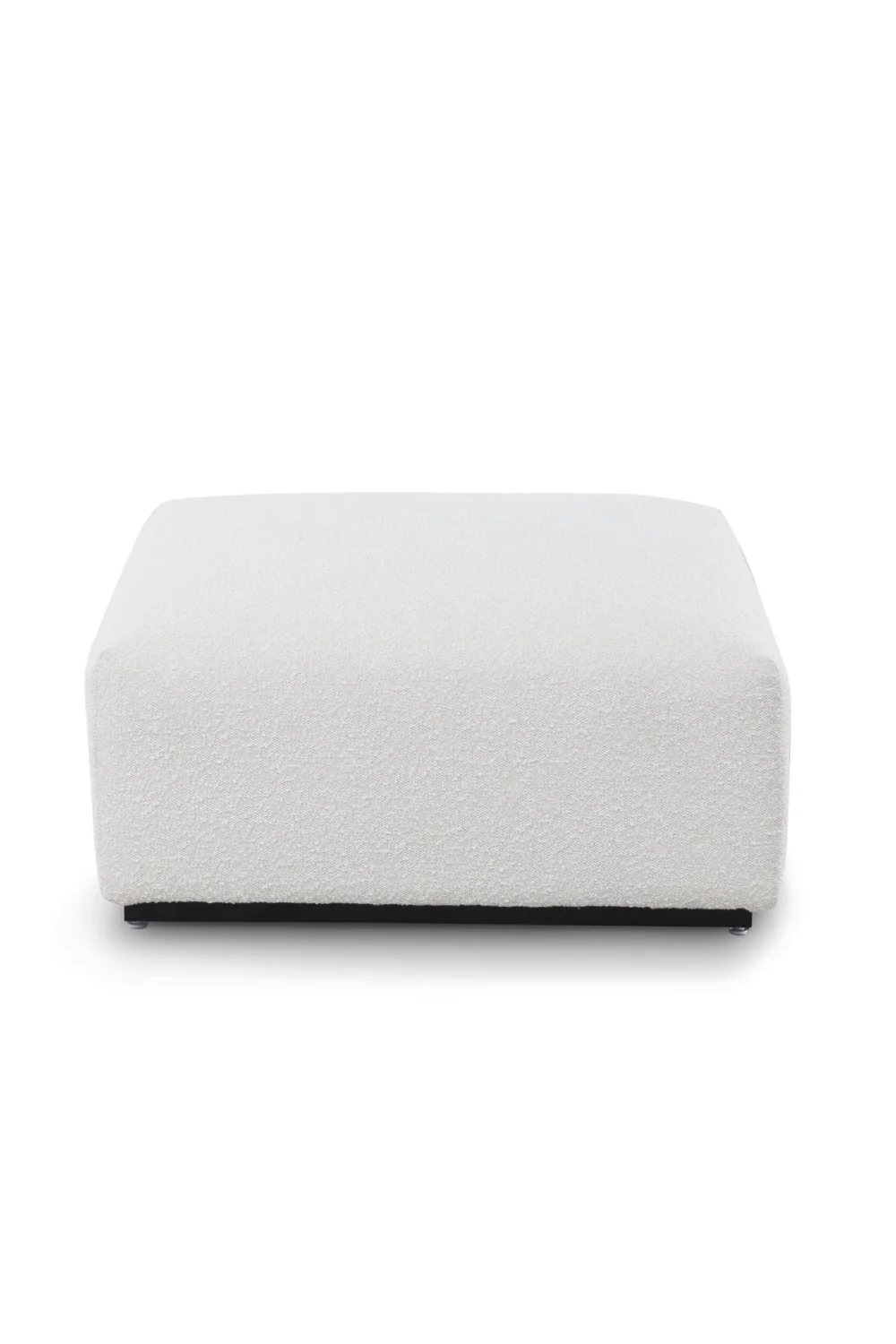 Kendal beyaz teddy bukle kumaşlı ahşap siyah ayaklı kare puf