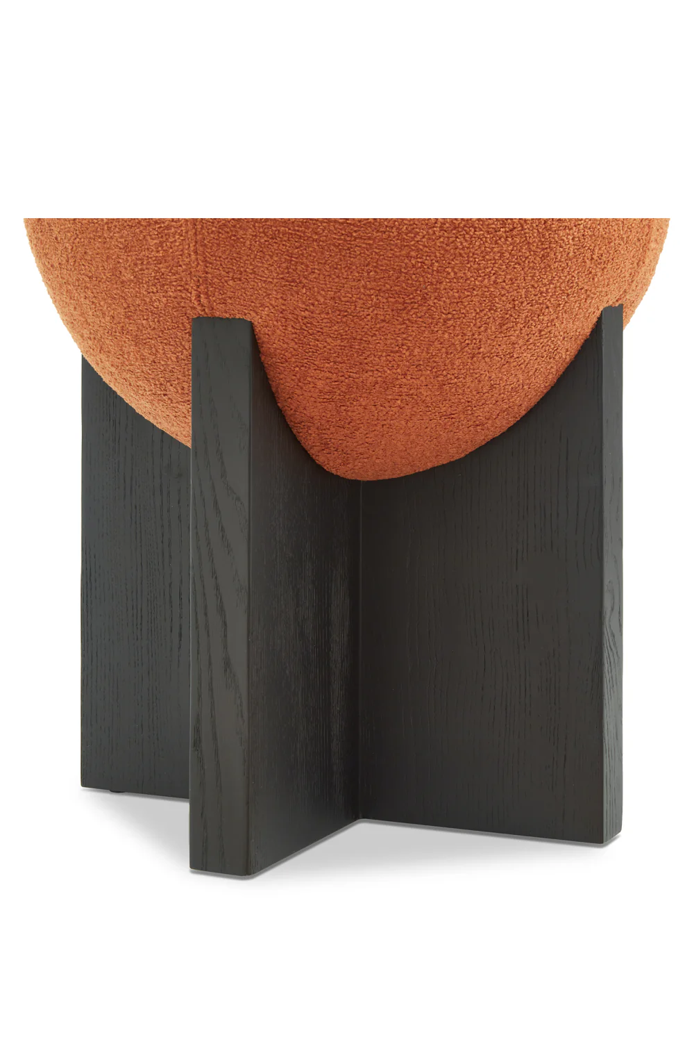 Liang kırmızı teddy bukle kumaşlı siyah ahşap ayaklı hareli puf