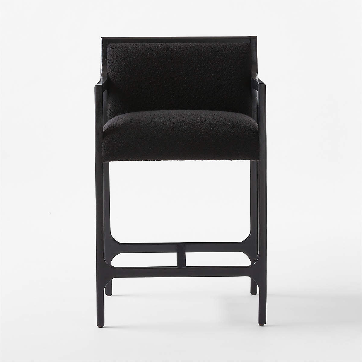 Segur siyah teddy buklet kumaşlı kollu siyah ahşap bar sandalyesi