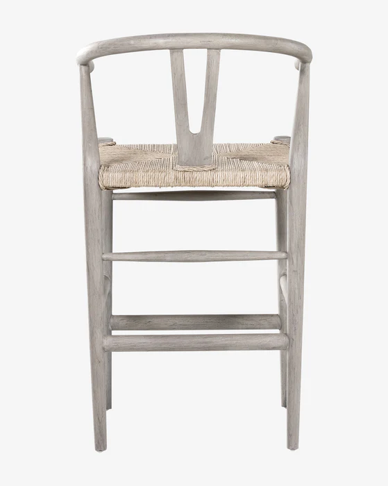 Wishbone natural cilalı masif ahşap ayaklı bar sandalyesi